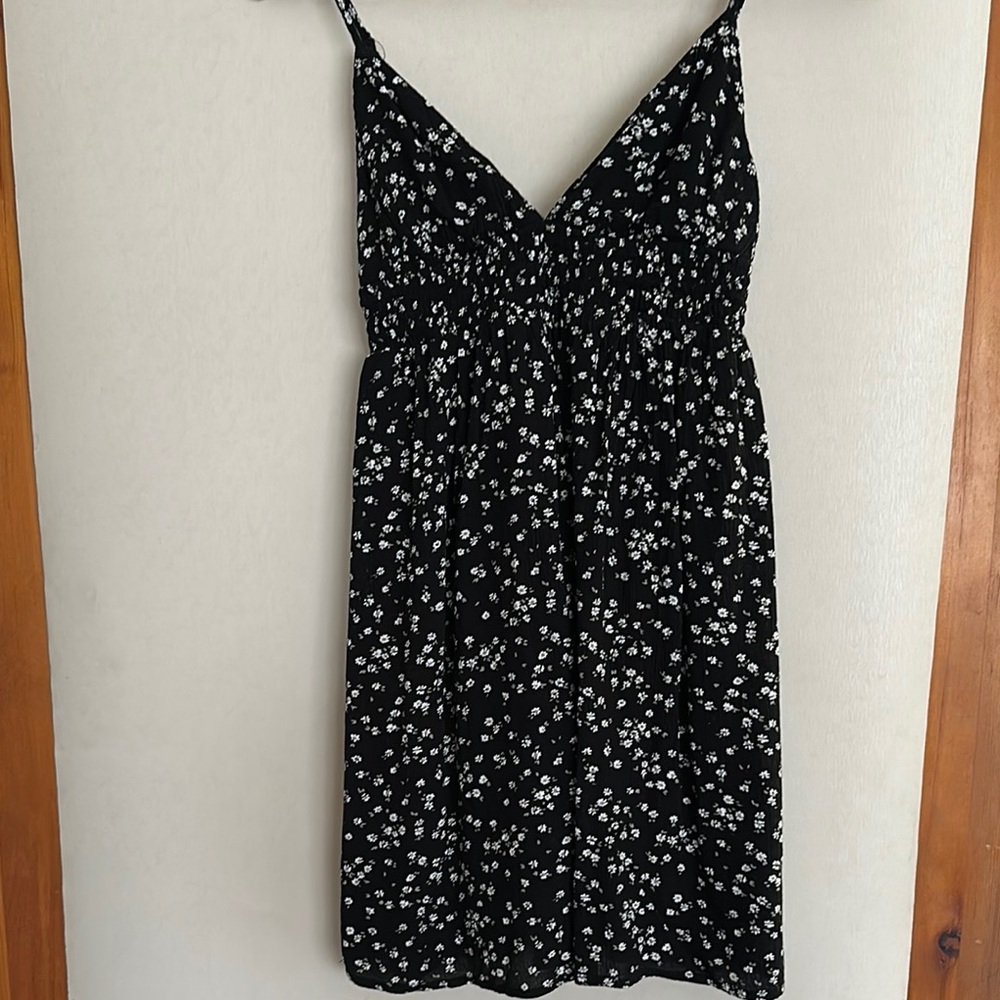 Garage Black and White Spaghetti Strap Mini Sundress